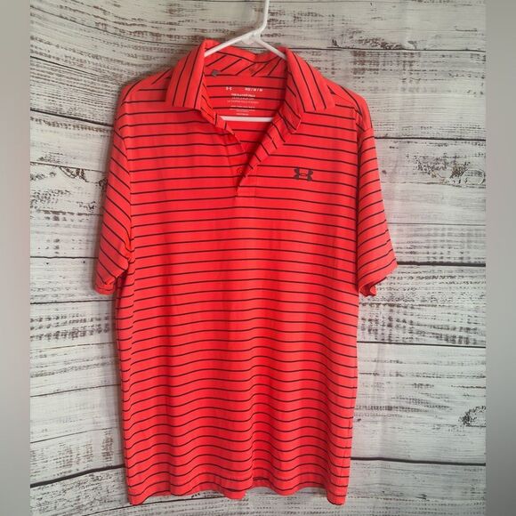 Under armour Polo Mens Sz M the play Off Heat Gear Performance striped Golf - Picture 1 of 8